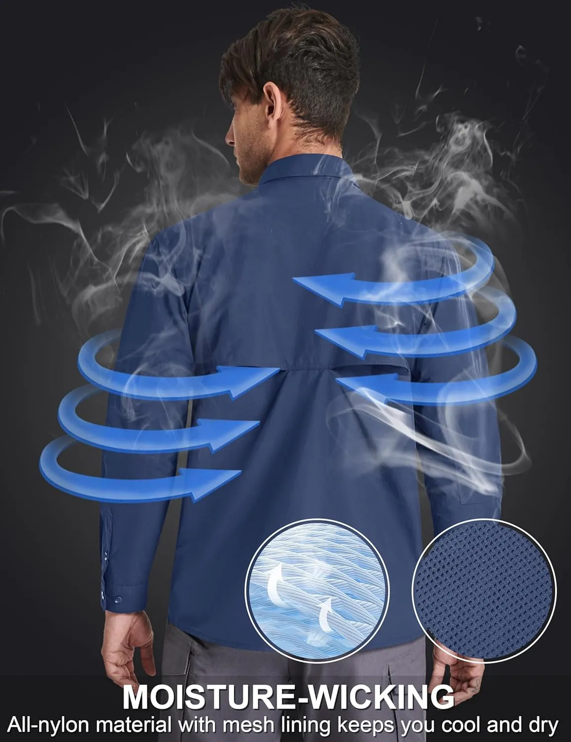 TACVASEN Men's Tactical Shirts Long Sleeve Quick Dry Breathable Button Down Fishing Work Safari Hiking Camping Hunting