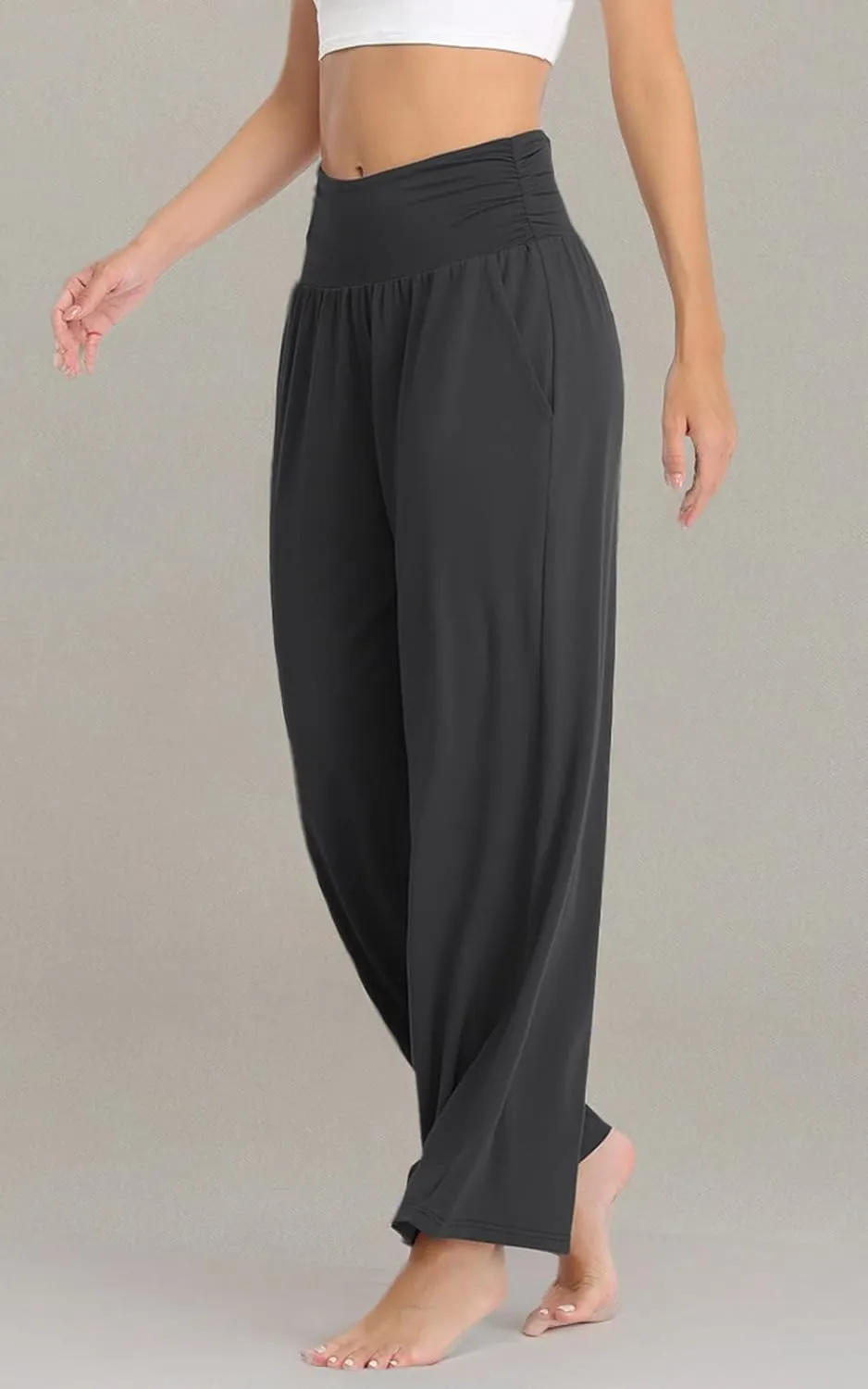 TARSE Womens Wide Leg Pants Casual Loose Yoga Sweatpants Comfy Lounge Pajama Flowy Pants Pockets