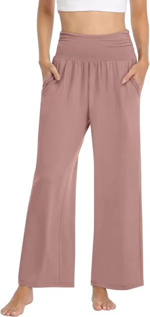 TARSE Womens Wide Leg Pants Casual Loose Yoga Sweatpants Comfy Lounge Pajama Flowy Pants Pockets
