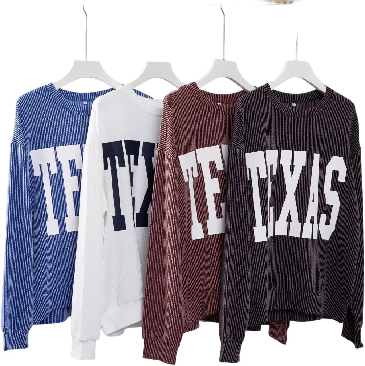 Texas Womens Sweatshirt Crewneck Long Sleeve Graphic Print Drop Shoulder Pullover Shirts Tops