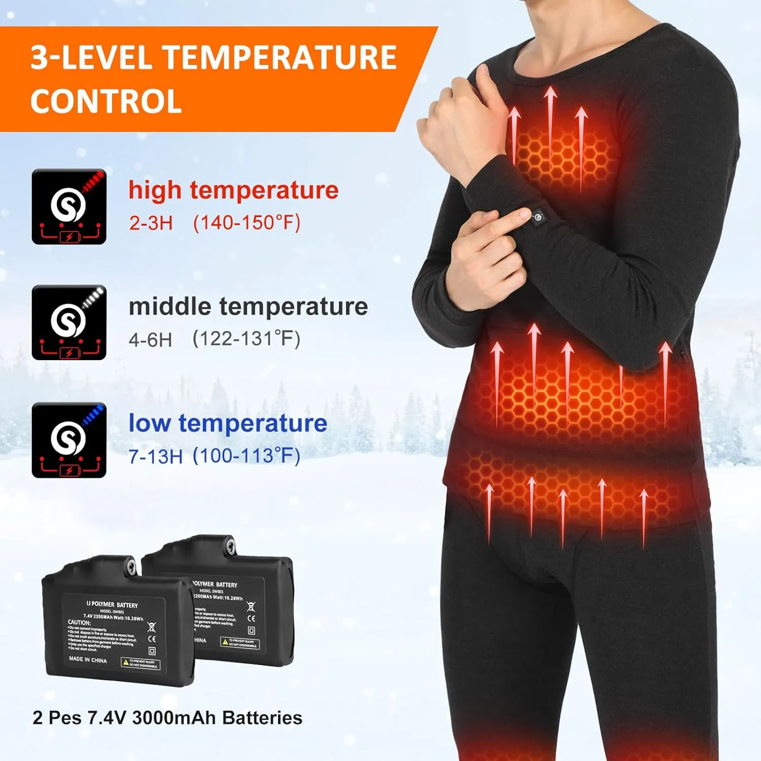 Thermal Underwear Set Women Men,Breathable Flexible undershirt snow gear for Home Indoors, Outdoors, Sports,Winter