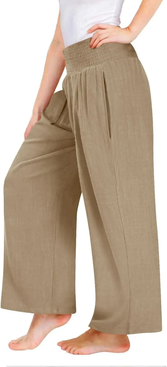 Toddler Girls' Baggy Pants Solid Elastic High Waist Lounge Trousers Wide Leg Workout Active Fashion Pants