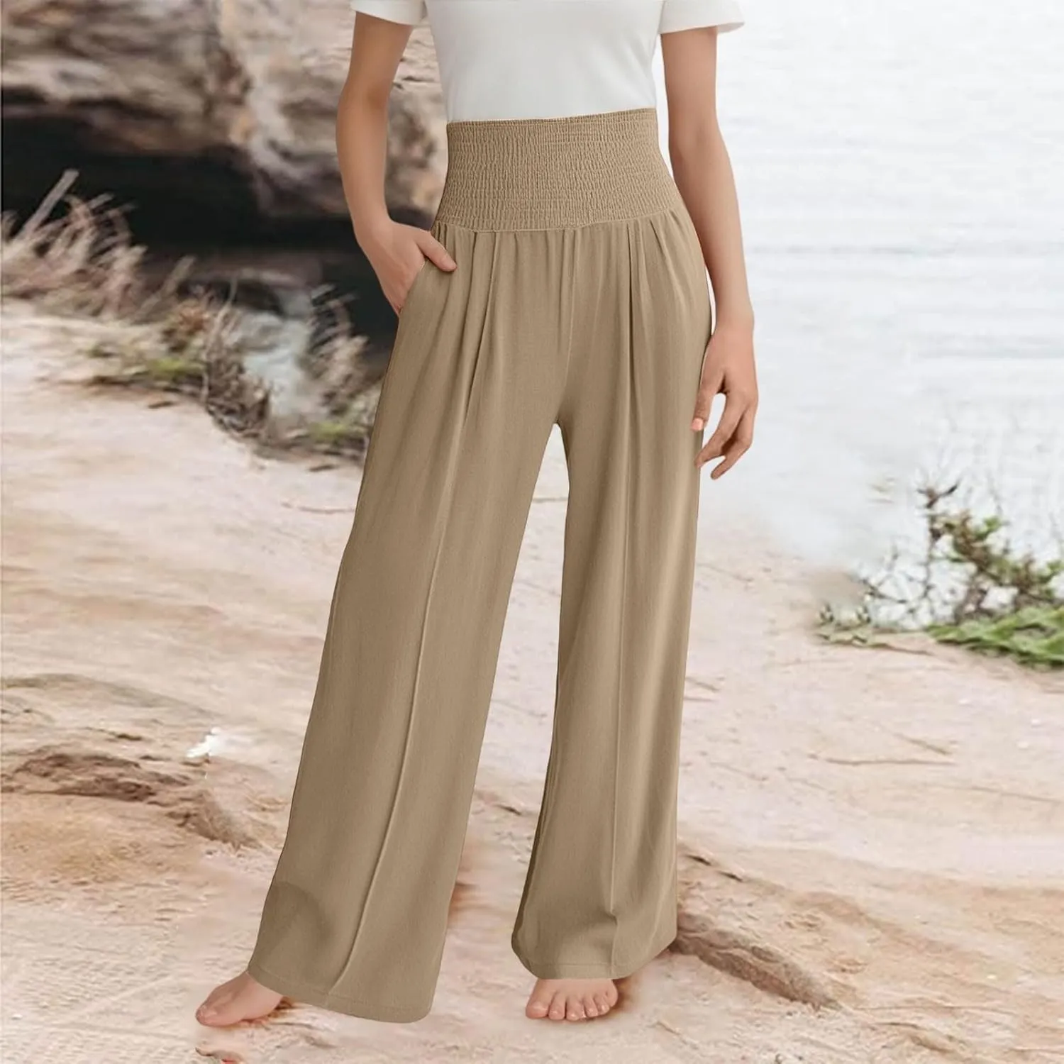 Toddler Girls' Baggy Pants Solid Elastic High Waist Lounge Trousers Wide Leg Workout Active Fashion Pants
