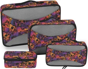 Travel Bags Organizer for Luggage 4 Set Luggage Organizers for Suitcase Packing Cubes for Travel Women Pqcking Cubes Purple Skull