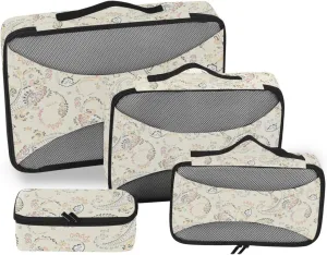 Travel Bags Organizer for Luggage 4 Set Luggage Organizers for Suitcase Suitcase Cubes for Packing Packing Cubs Pastel Paisley