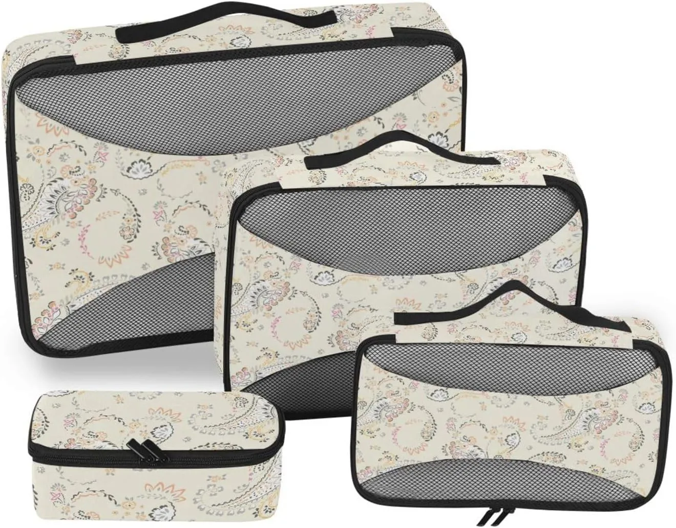 Travel Bags Organizer for Luggage 4 Set Luggage Organizers for Suitcase Suitcase Cubes for Packing Packing Cubs Pastel Paisley