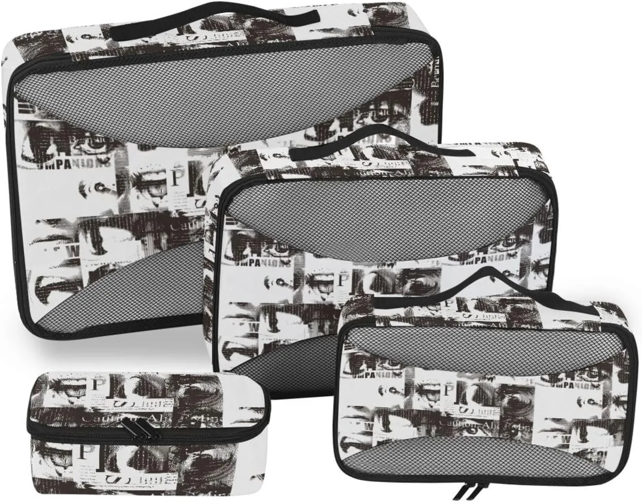 Travel Bags Organizer for Luggage 4 Set Suitcase Organizer Bags Packing Cubes Travel Pqcking Cubes Abstract Newspaper