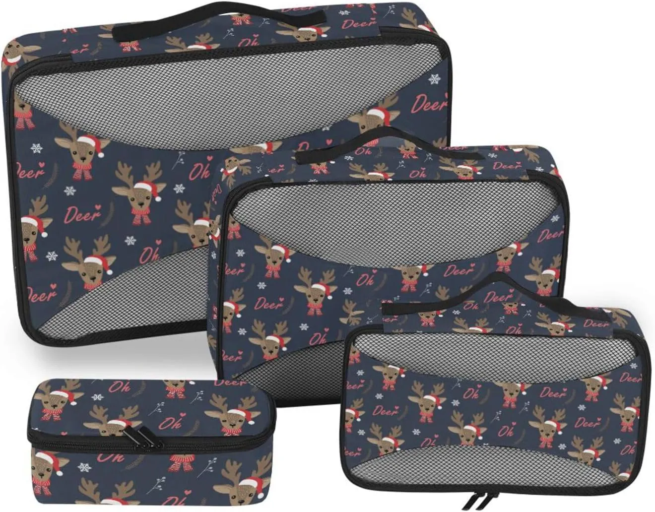 Travel Bags Organizer for Luggage Set of 4 Luggage Cubes for Packing Suitcase Organizers Paxking Cubes Christmas Reindeer