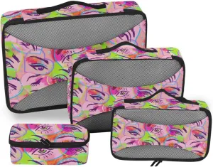 Travel Bags Organizer for Luggage Set of 4 Luggage Organizers for Suitcase Suitcase Packing Cubes Packing Cubea Y2k Bright Surreal