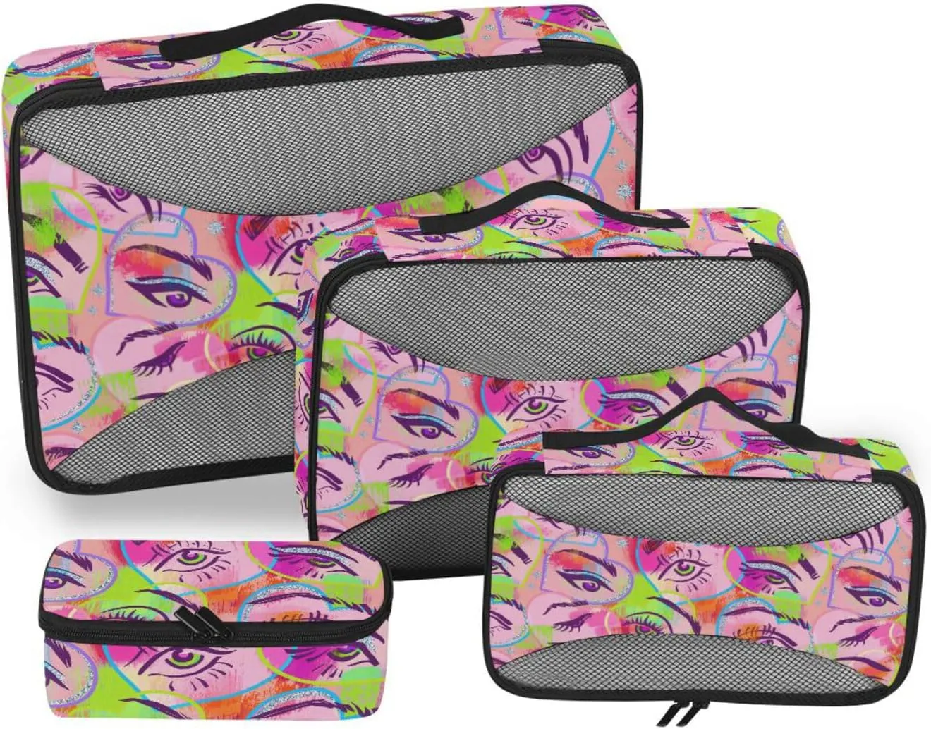Travel Bags Organizer for Luggage Set of 4 Luggage Organizers for Suitcase Suitcase Packing Cubes Packing Cubea Y2k Bright Surreal