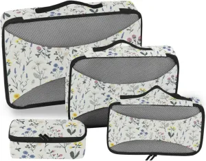Travel Bags Organizer for Luggage Set of 4 Luggage Packing Cubes Travel Cubes for Packing Women Oacking Cubes Meadow Wildflower