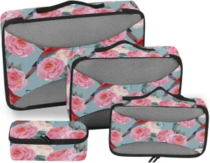Travel Bags Organizer for Luggage Set of 4 Luggage Packing Cubes Travel Organizers Pqcking Cubes Detailed Birds