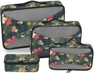 Travel Bags Organizer for Luggage Set of 4 Suitcase Organizer Bags Suitcase Cubes for Packing Pcking Cubes Summer Tropical