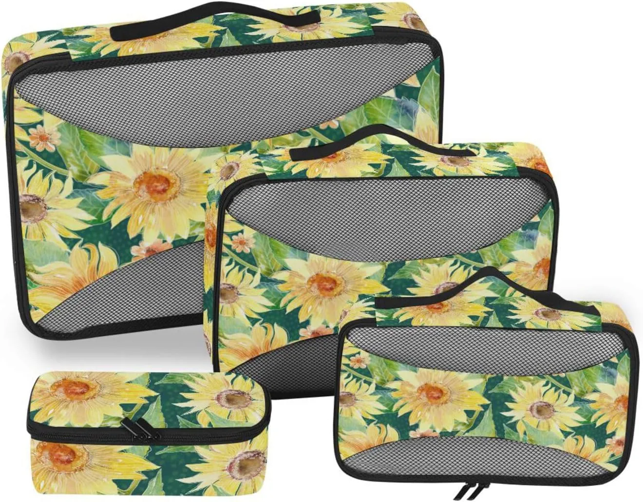 Travel Bags Organizer for Luggage Set of 4 Suitcase Organizer Packing Cubes for Travel Women Paxking Cubes Yellow Sunflower