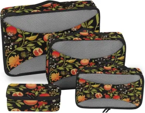 Travel Cubes 4 Set Luggage Cubes for Packing Travel Bag Organizer for Luggage Packimg Cubes Exotic Birds Flowers and Fruit