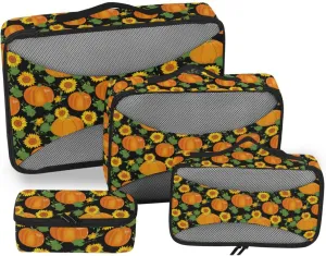 Travel Cubes 4 Set Luggage Cubes Packing Cubes Travel Packing Cuves Pumpkin Sunflowers