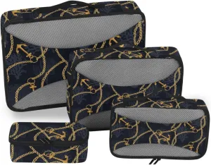 Travel Cubes 4 Set Luggage Cubes Travel Cubes for Packing Women Packing Cubea Anchor Rope Corals