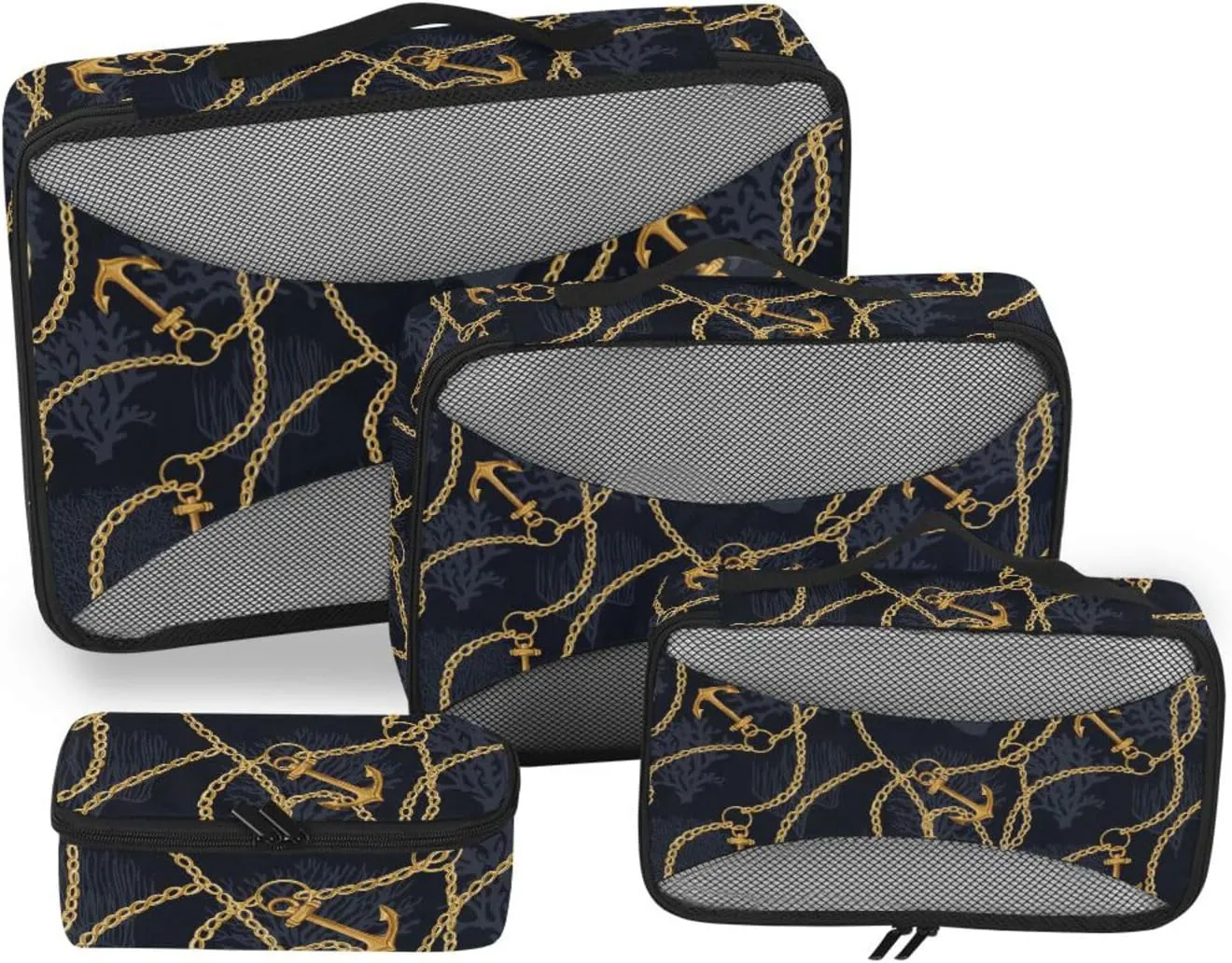 Travel Cubes 4 Set Luggage Cubes Travel Cubes for Packing Women Packing Cubea Anchor Rope Corals