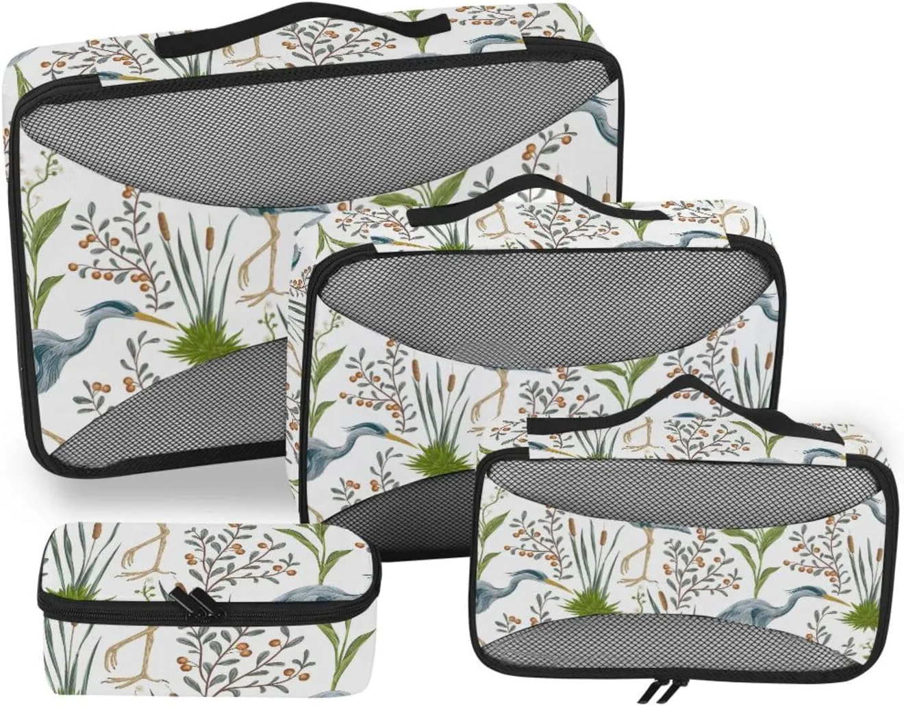 Travel Cubes 4 Set Luggage Packing Cubes Travel Bag Organizer for Luggage Pqcking Cubes Bird&plants