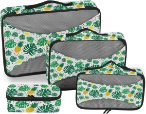 Travel Cubes 4 Set Suitcase Organizer Bags Packing Cubes Travel Pcking Cubes Tropical Pineapples Lemons