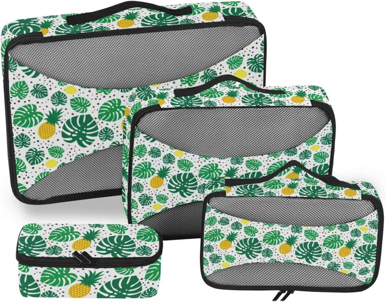 Travel Cubes 4 Set Suitcase Organizer Bags Packing Cubes Travel Pcking Cubes Tropical Pineapples Lemons