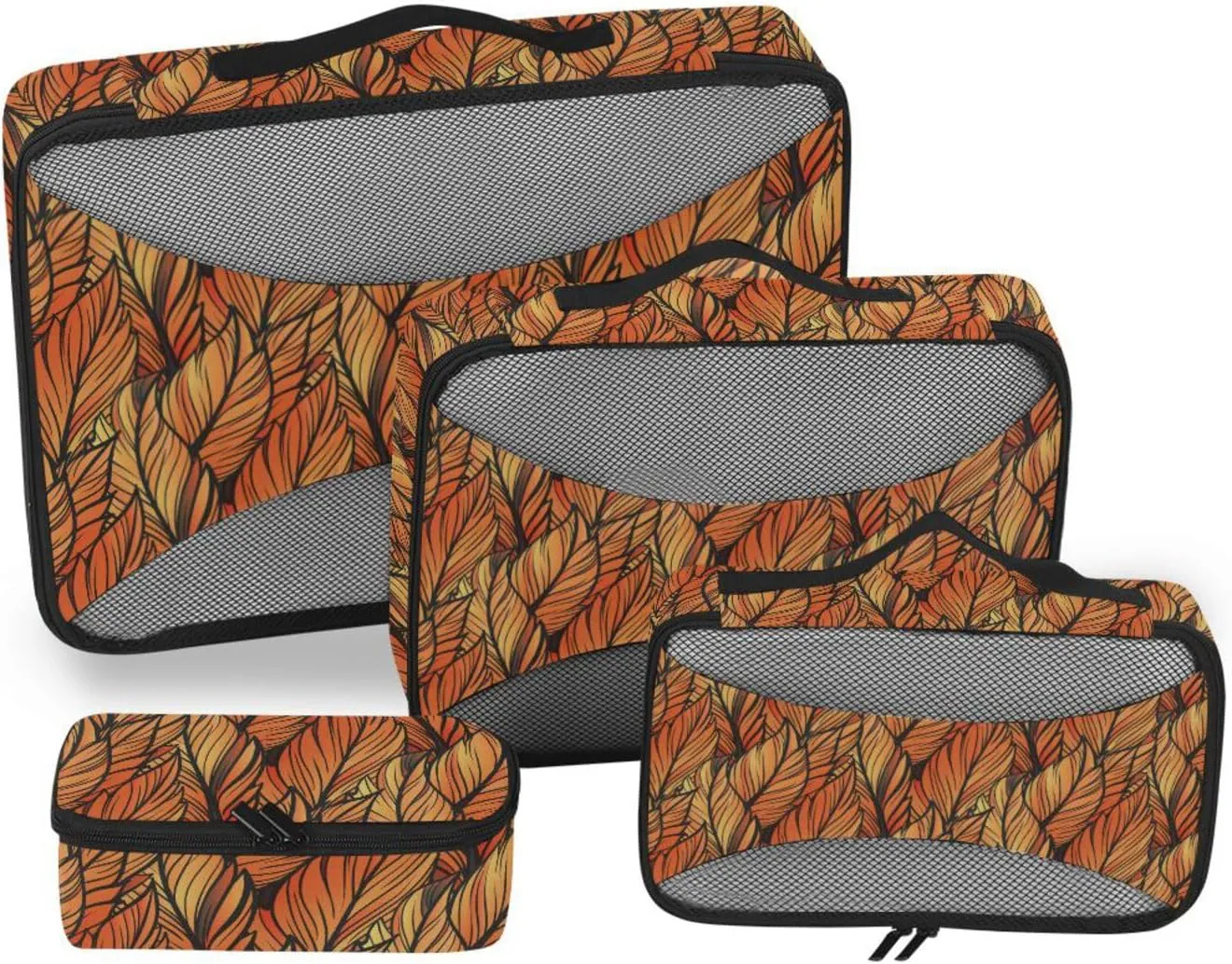 Travel Cubes 4 Set Suitcase Organizer Luggage Packing Organizers Packing Cuves Vintage Leaf Print