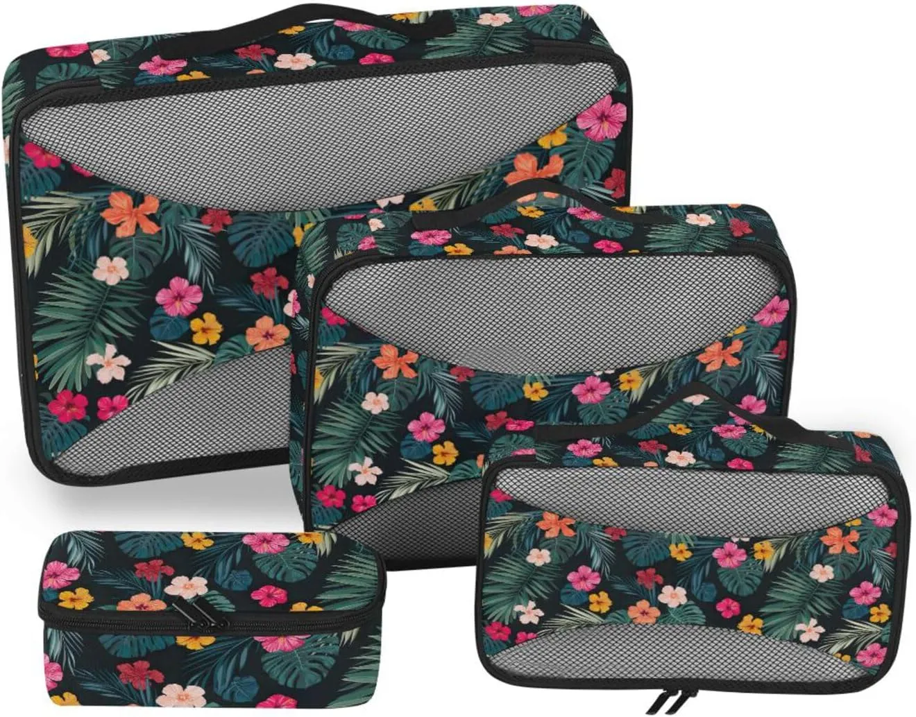Travel Cubes 4 Set Suitcase Organizer Luggage Packing Organizers Pqcking Cubes Hibiscus Floral
