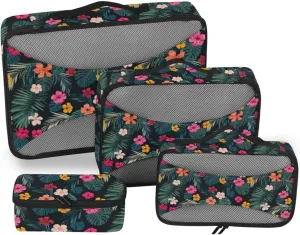 Travel Cubes 4 Set Suitcase Organizer Luggage Packing Organizers Pqcking Cubes Hibiscus Floral
