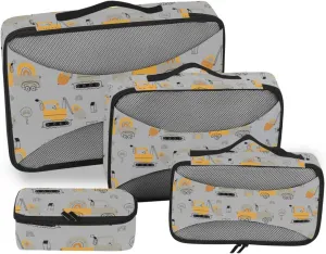 Travel Cubes 4 Set Suitcase Organizer Packing Cubes for Luggage Oacking Cubes Cute Car