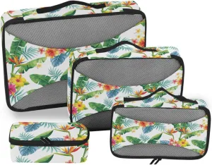 Travel Cubes for Packing 4 Set Luggage Cubes for Packing Packing Cubes for Travel Women Packing Cubea Tropical Palm Leaves