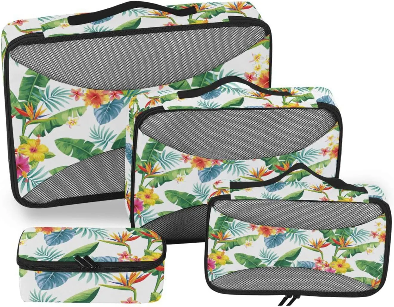 Travel Cubes for Packing 4 Set Luggage Cubes for Packing Packing Cubes for Travel Women Packing Cubea Tropical Palm Leaves