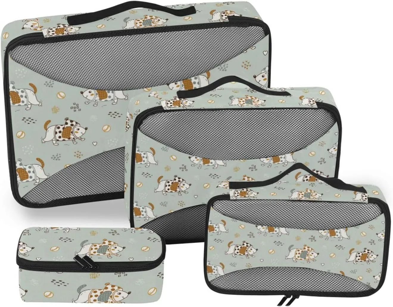 Travel Cubes for Packing 4 Set Luggage Organizer Packing Cubes for Luggage Packing Cubed Cute Dog Playing Ball