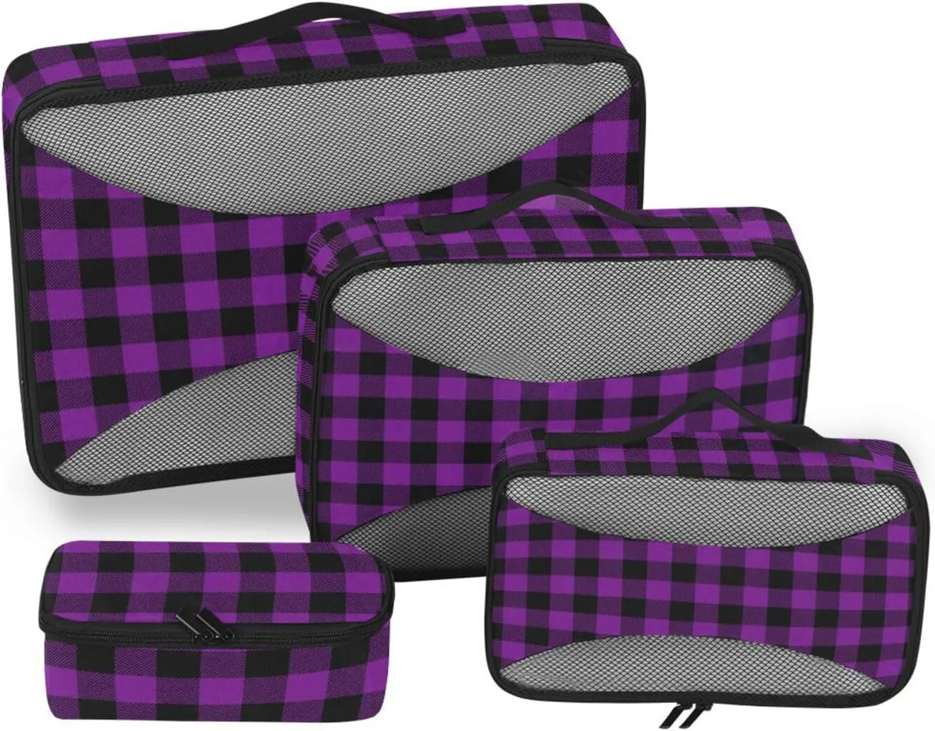 Travel Cubes for Packing 4 Set Luggage Organizer Packing Cubes for Travel Women Packing Cubea Cream Plaid