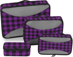 Travel Cubes for Packing 4 Set Luggage Organizer Packing Cubes for Travel Women Packing Cubea Cream Plaid