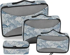 Travel Cubes for Packing 4 Set Luggage Organizer Travel Cubes for Luggage Packing Cunes Retro Watercolor Sea Shell
