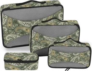 Travel Cubes for Packing 4 Set Luggage Organizers for Suitcase Packing Cubes for Luggage Packing Cubea Paisley Green