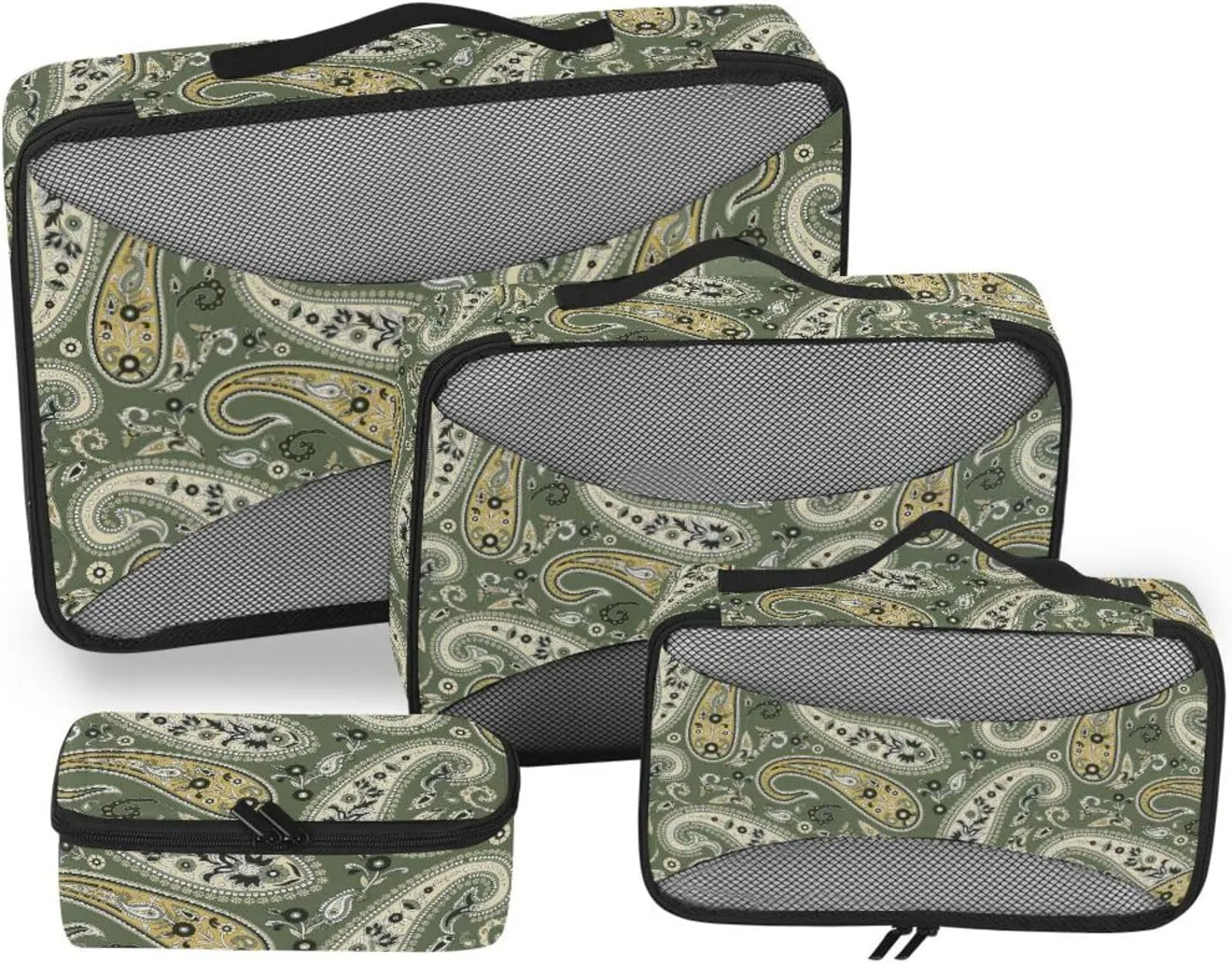 Travel Cubes for Packing 4 Set Luggage Organizers for Suitcase Packing Cubes for Luggage Packing Cubea Paisley Green
