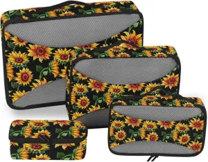 Travel Cubes for Packing 4 Set Luggage Organizers for Suitcase Travel Cubes for Luggage Packimg Cubes Wildflower Sunflower Flower