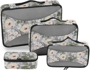 Travel Cubes for Packing Set of 4 Luggage Organizer Bags Travel Cubes for Packing Women Packing Cubs Watercolur Floral