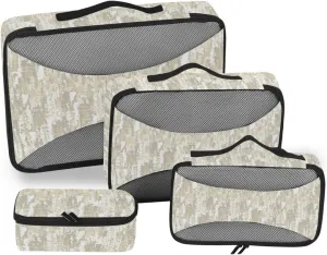 Travel Cubes for Packing Set of 4 Luggage Organizers for Suitcase Travel Compartment Organizer Bags Paxking Cubes Retro Texture