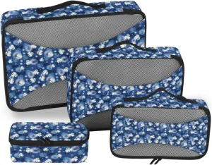 Travel Cubes Set of 4 Luggage Organizer Bags Travel Cubes for Packing Carry on Bag Packimg Cubes Flowers