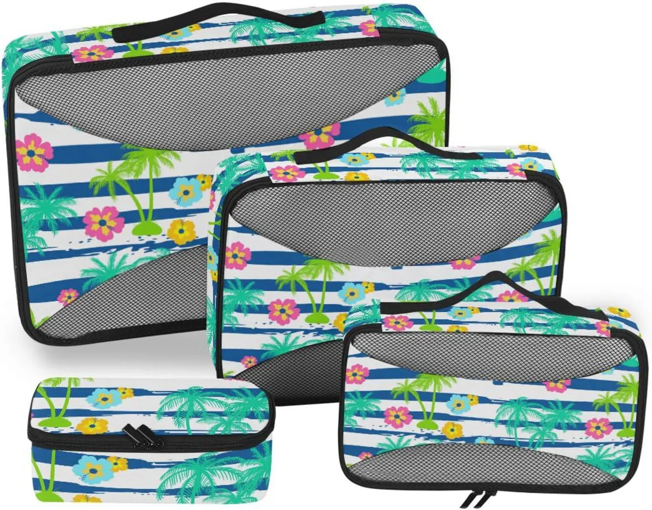 Travel Cubes Set of 4 Luggage Organizers for Suitcase Travel Cubes for Packing Women Pqcking Cubes Palm Trees Hibiscus Flowers
