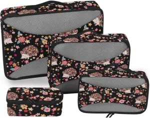 Travel Cubes Set of 4 Luggage Packing Cubes Travel Cube Packimg Cubes Hedgehog Floral