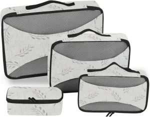 Travel Cubes Set of 4 Luggage Packing Cubes Travel Cubes for Luggage Packing Cuves Natural Gray French