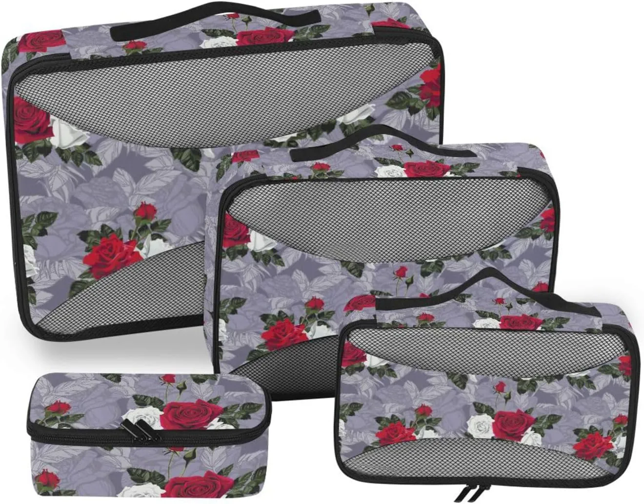 Travel Packing Cubes 4 Set Luggage Cubes Luggage Packing Cubes for Travel Packing Cubed Flowers Roses