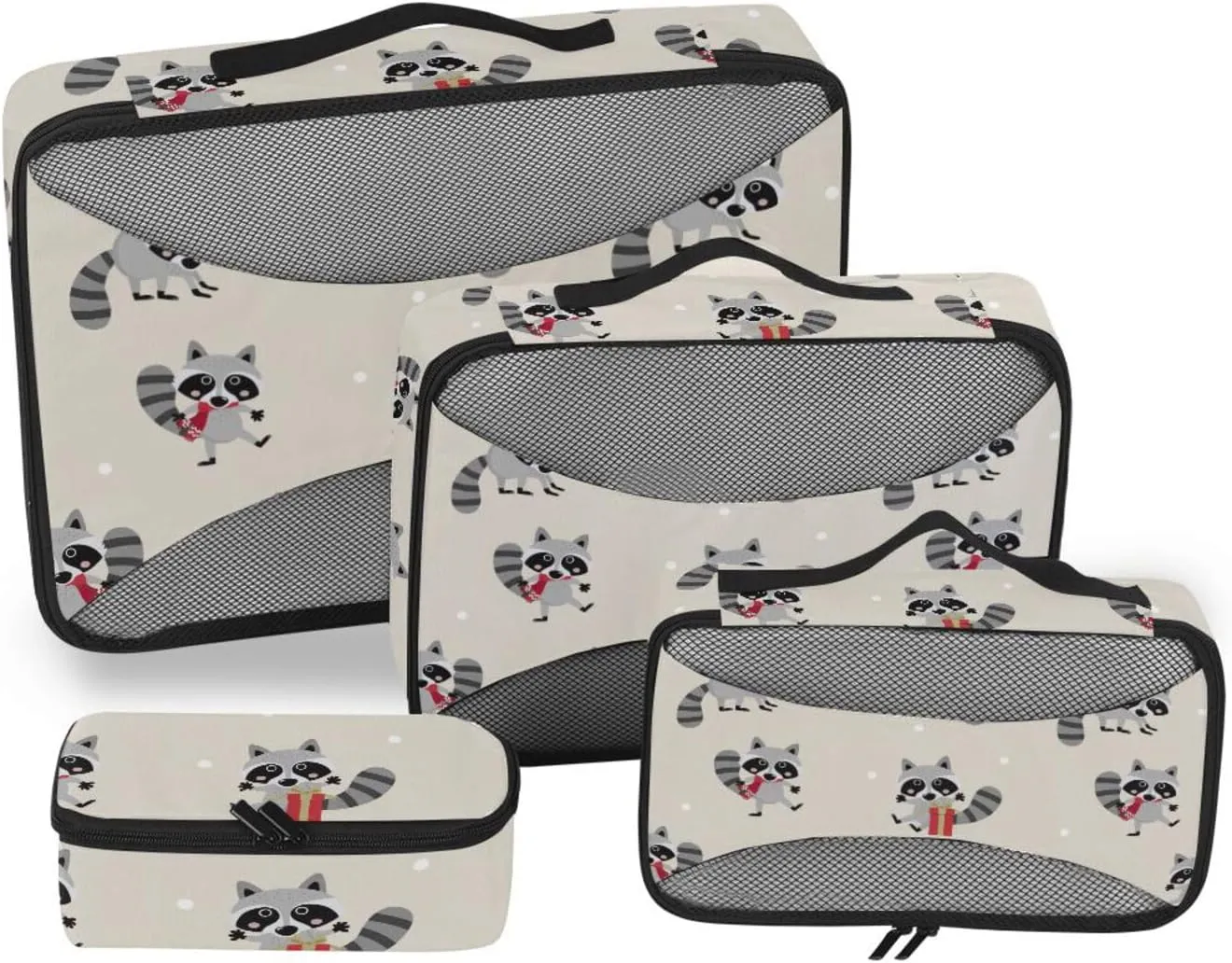 Travel Packing Cubes 4 Set Luggage Packing Cubes Packing Cubes for Travel Women Packing Cuves Cute Raccoon