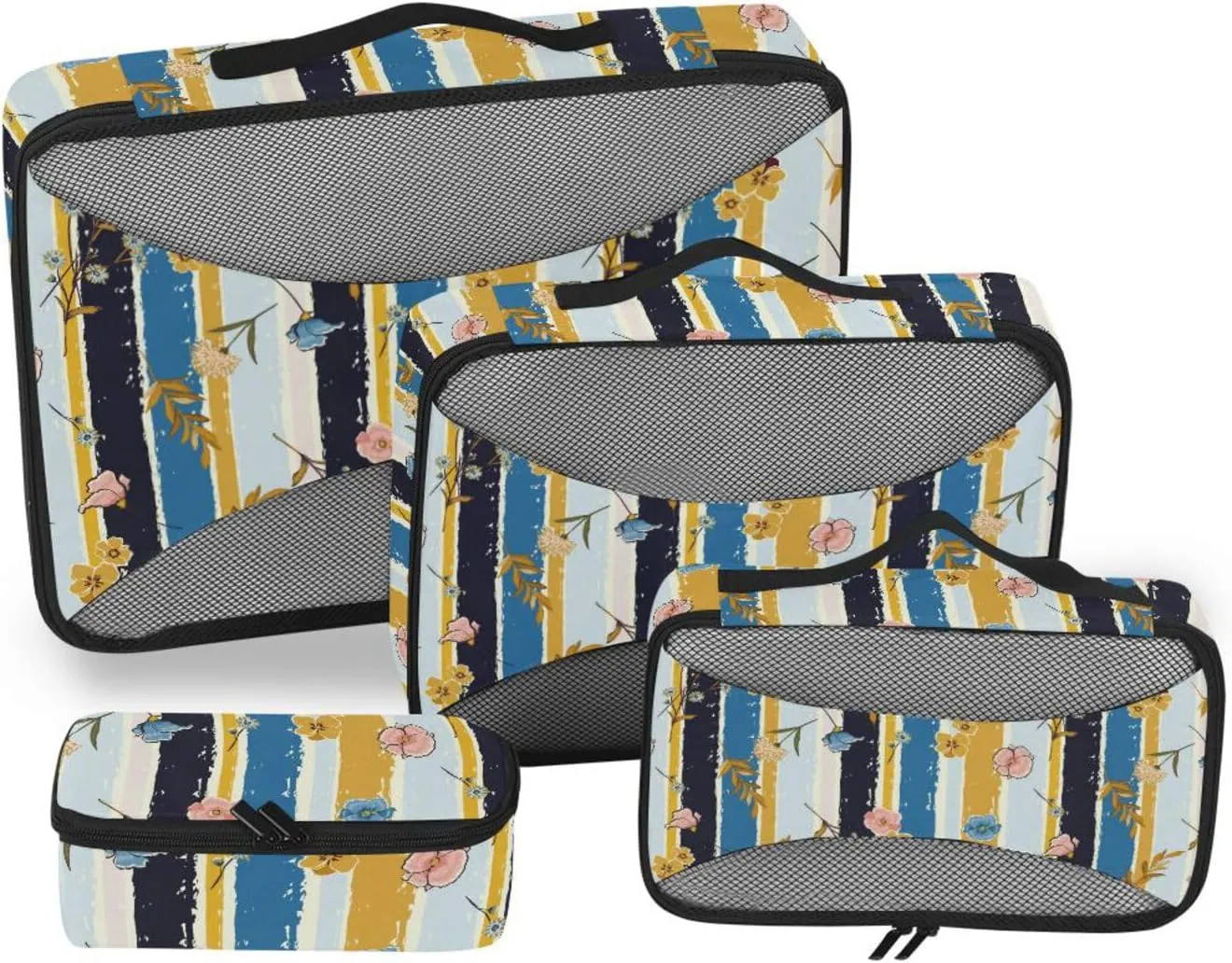 Travel Packing Cubes Set of 4 Luggage Cubes Travel Cube Packing Cuves Meadow Flowers
