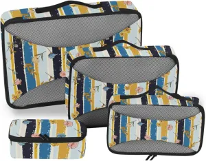 Travel Packing Cubes Set of 4 Luggage Cubes Travel Cube Packing Cuves Meadow Flowers