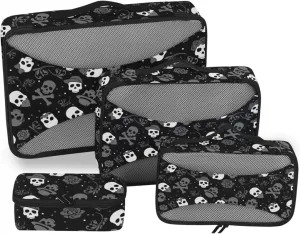 Travel Packing Cubes Set of 4 Luggage Organizer Bags Packing Cubes for Travel Women Packing Cubea Skull and Floral