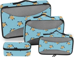 Travel Packing Cubes Set of 4 Luggage Organizers for Suitcase Luggage Packing Cubes for Travel Packing Cubed Sea Turtles